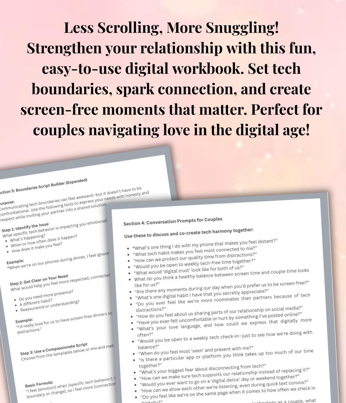 Digital Boundaries Worksheet Couples Therapy Printable Rebuild Connection Manage Screen Time Set Phone Boundaries