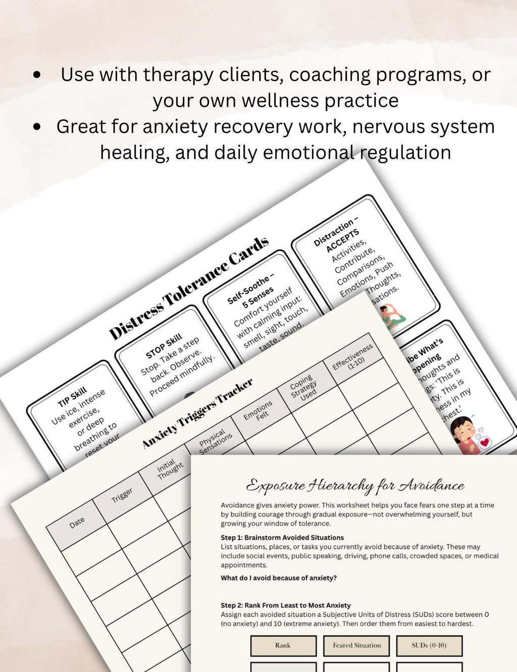 Anxiety Therapy Workbook Bundle: CBT, DBT, Grounding Tools (PDF Download)