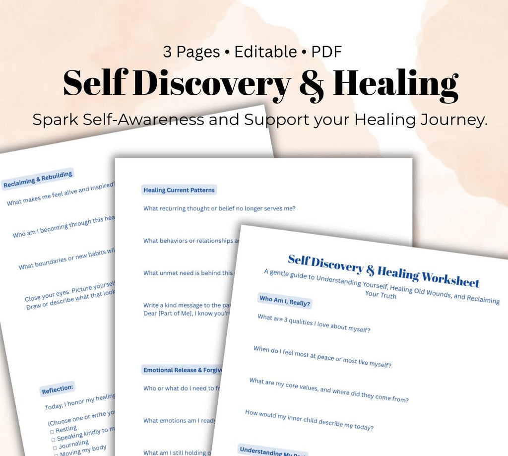 Self-Discovery Worksheet | Healing and Clarity Journal (PDF)