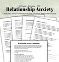 Relationship Anxiety Workbook Printable Therapy Worksheets for Overthinking Attachment Issues and Self-Soothing Tools PDF
