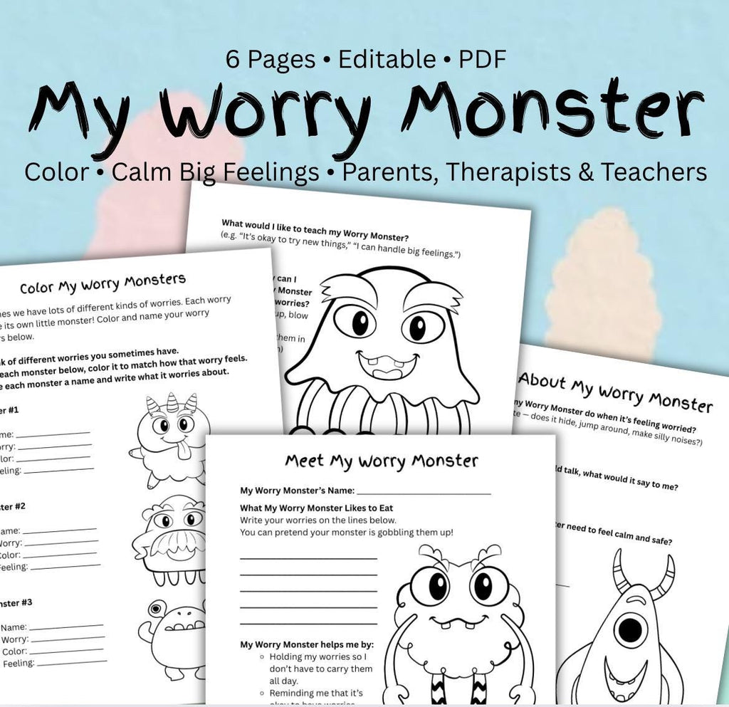 Worry Monster Activity Pack: Kids Anxiety & Emotion Regulation (PDF Download)
