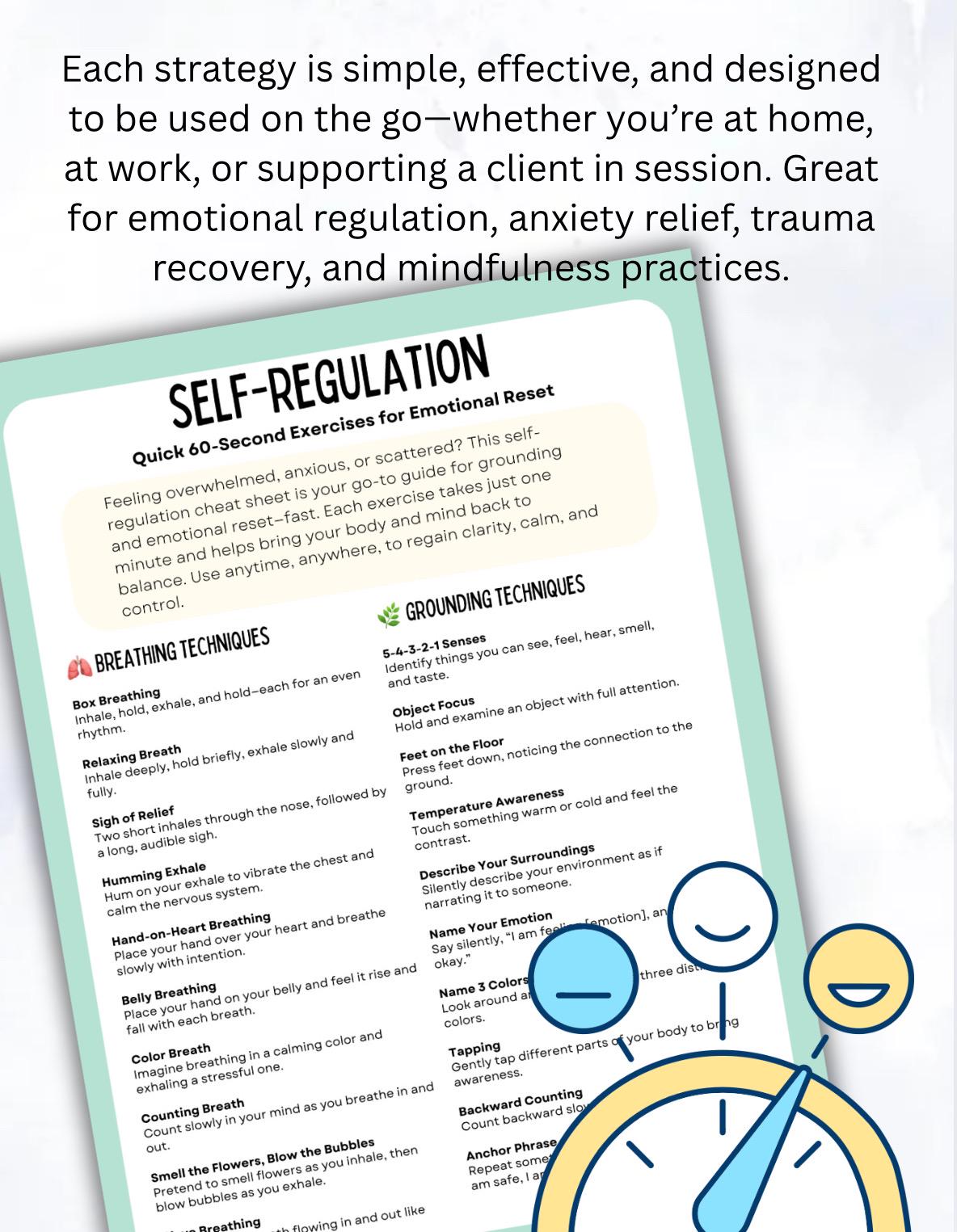 Anxiety Relief Cheat Sheet: 60-Second Grounding Exercises (PDF Downloadable Worksheet