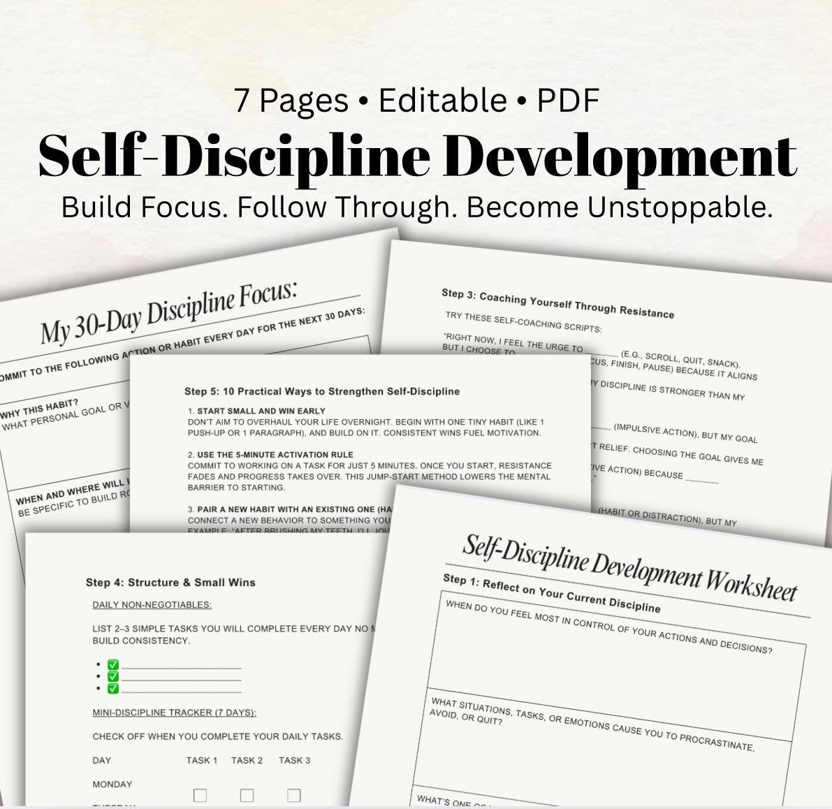 Transform Your Habits Self Discipline Challenge Motivation Tool Printable