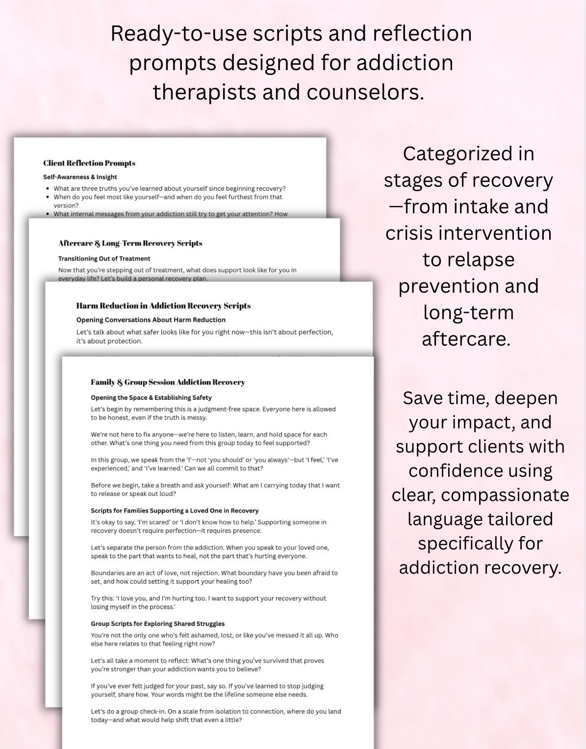 Addiction Therapy Scripts: Counselor Recovery Sessions, Coping Skills (PDF Downloadable Printables)