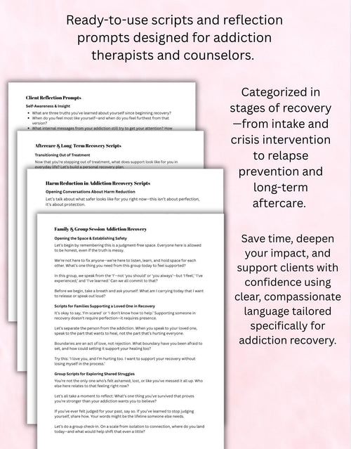 Addiction Therapy Scripts: Counselor Recovery Sessions, Coping Skills (PDF Downloadable Printables)