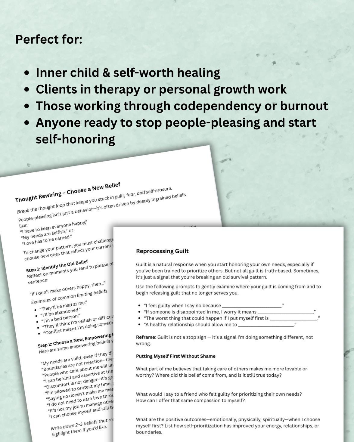 People-Pleasing Worksheet: Boundaries & Inner Healing (PDF Downloadable