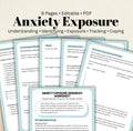 Anxiety Exposure Worksheet: Fear Ladder, CBT Therapy Tool (PDF Download, Editable, 6 Pages)