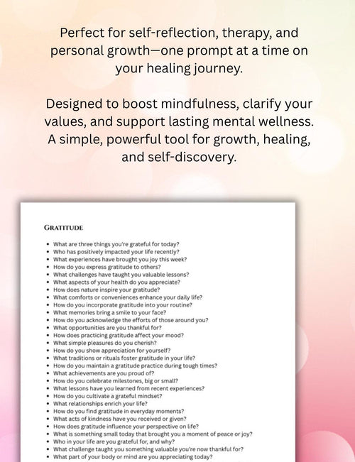 ACT Therapy Journal Prompts for Mental Health, Values Clarification (PDF)