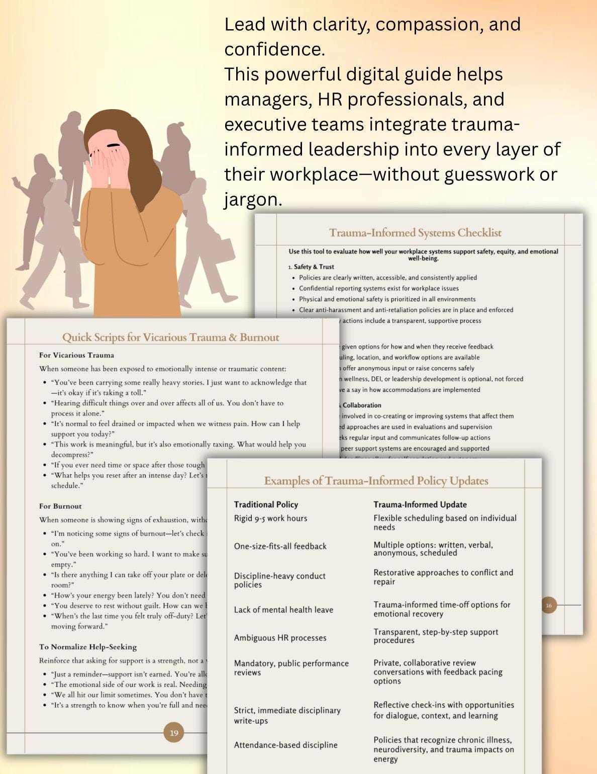 Trauma-Informed Leadership Guide: HR Toolkit, Boundaries & Burnout Support (PDF Download, Editable, 26 Pages)