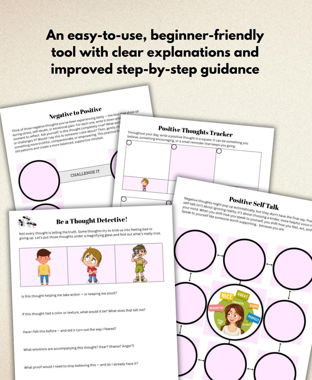 CBT Worksheets for Challenging Thoughts | Self-Care, Self-Awareness (PDF)