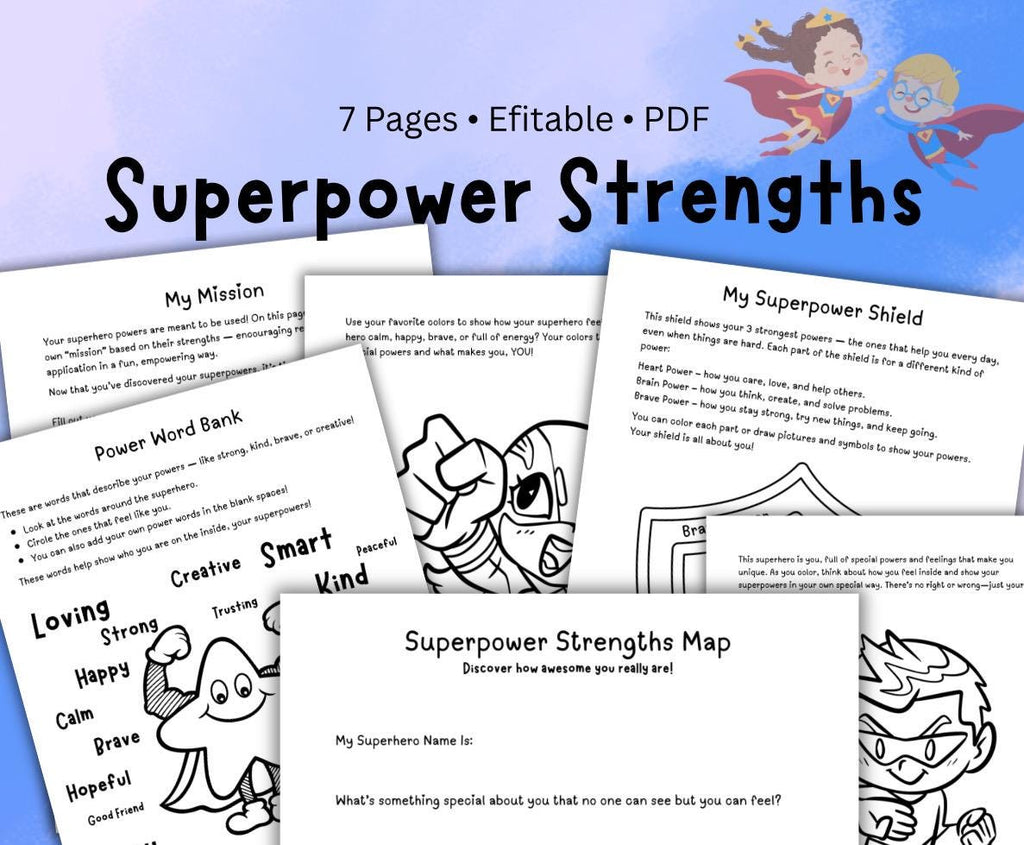 Superhero Strengths Worksheet: Kids' Confidence Builder, SEL Activity (PDF Download)