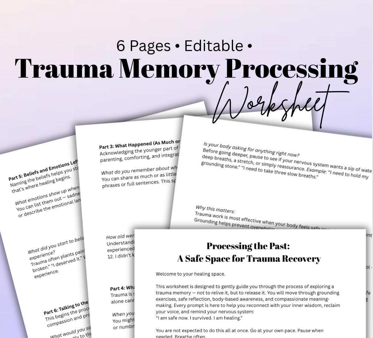 Trauma Memory Processing Worksheet: Inner Child Healing (PDF)