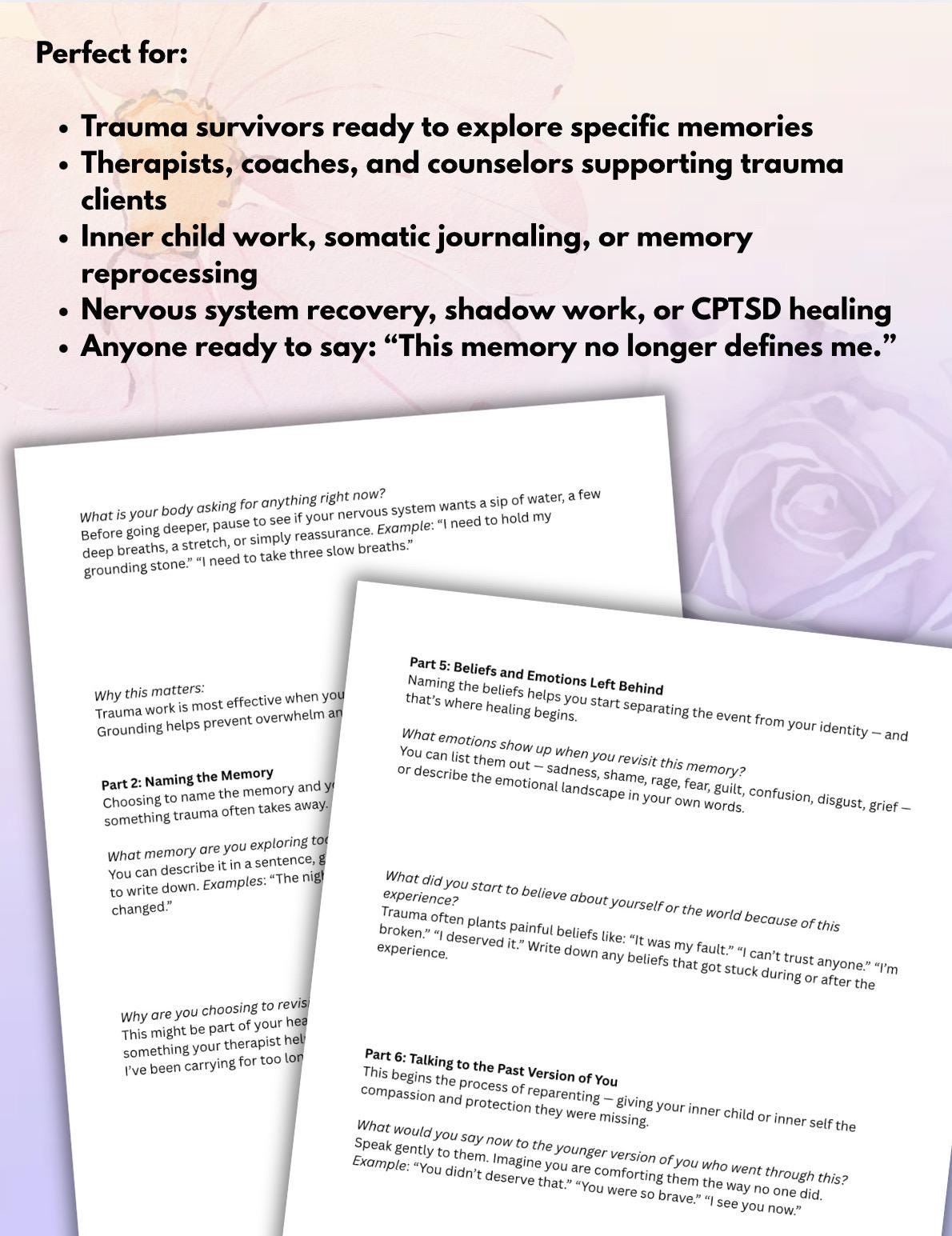 Trauma Memory Processing Worksheet: Inner Child Healing (PDF)