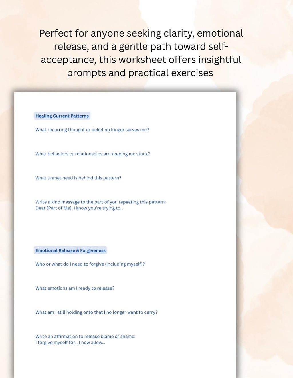 Self-Discovery Worksheet | Healing and Clarity Journal (PDF)
