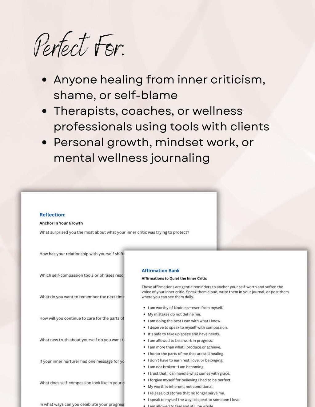 Self-Compassion Journal Prompts: Healing Inner Critic Worksheet (PDF Downloadable