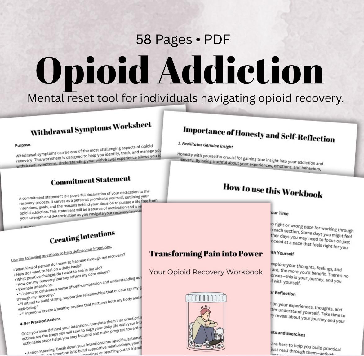 Opioid Awareness Addiction Recovery Workbook Substance Abuse Drug Addiction Sober Living Sobriety Worksheets