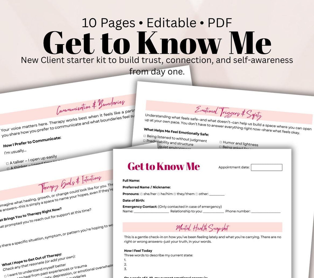 Therapy Client Intake Worksheet: Mental Health, Goals & Triggers (PDF Download)