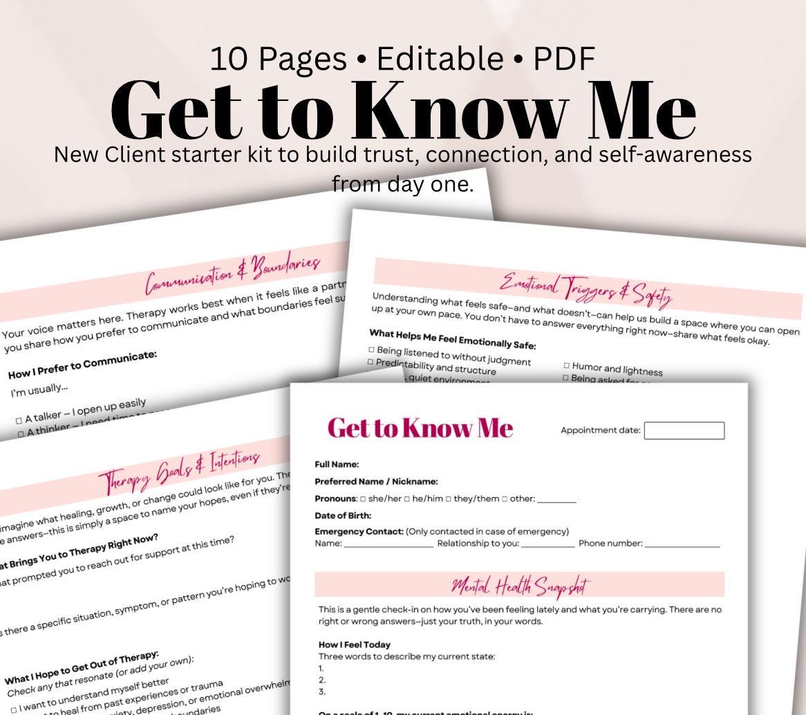 Therapy Client Intake Worksheet: Mental Health, Goals & Triggers (PDF Download)