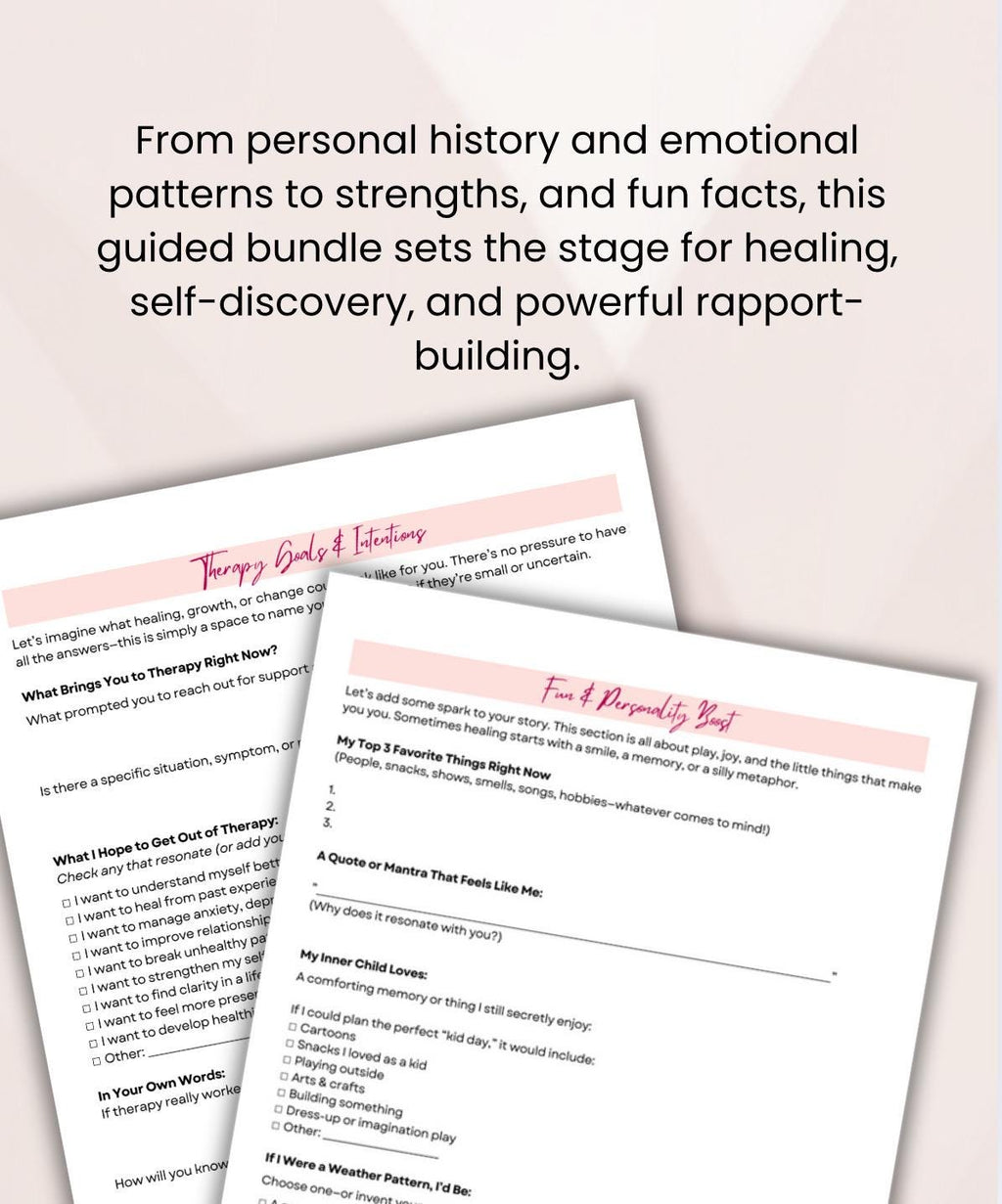 Therapy Client Intake Worksheet: Mental Health, Goals & Triggers (PDF Download)