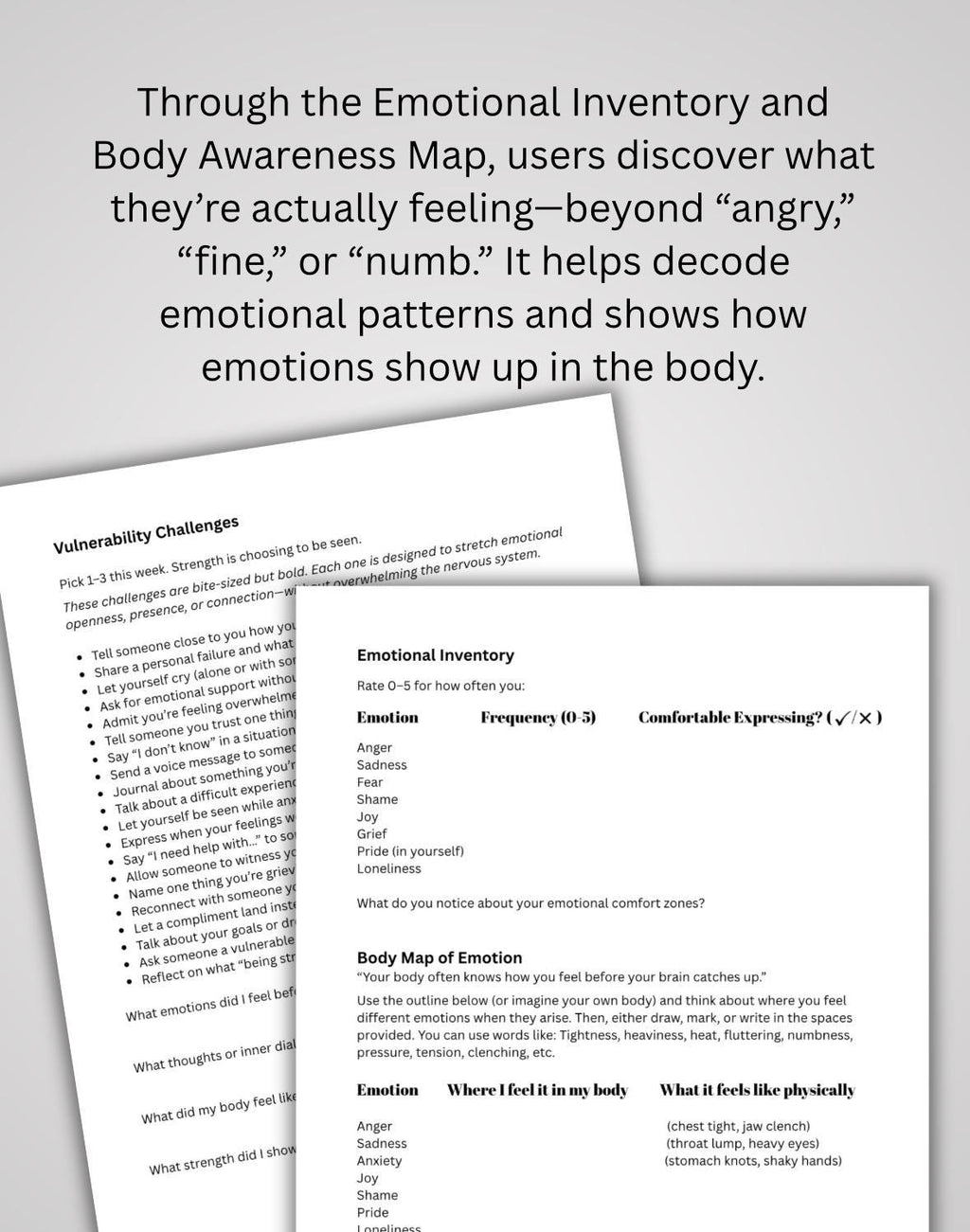 Men's Emotional Vulnerability Workbook: Self-Discovery & Mental Health (PDF Downloadable)