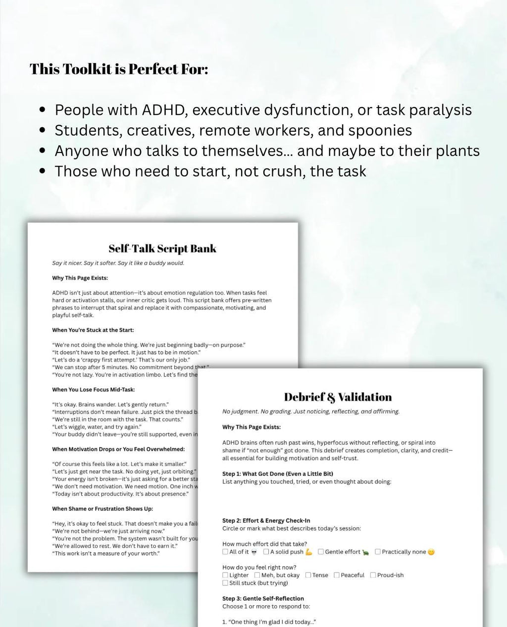ADHD Focus Worksheet Printable Body Doubling Executive Dysfunction Behavior Habits Support Task Planner
