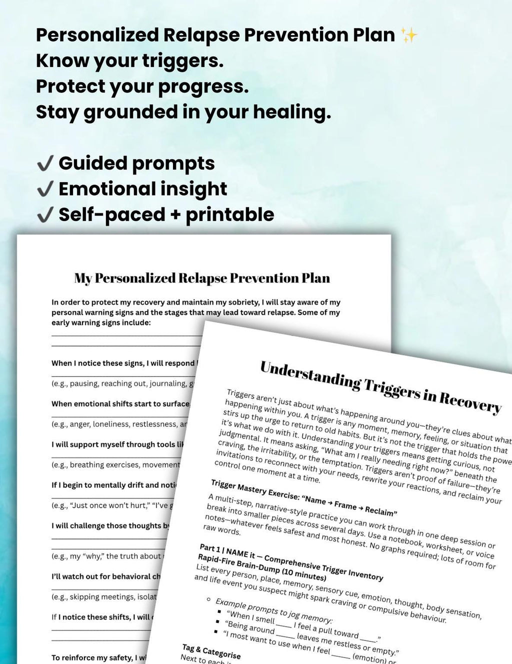 Addiction Recovery Workbook | Relapse Prevention Tools (PDF)