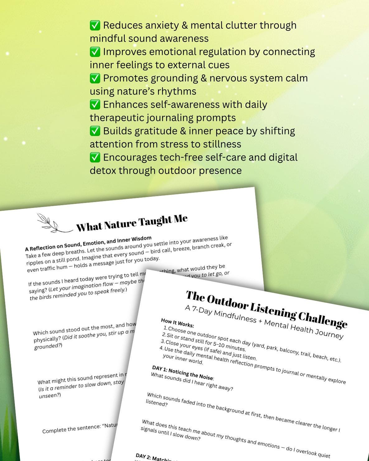 The Outdoor Listening Challenge Nature Based Mindfulness Self Reflection 7 Day Sound Healing Nature Therapy