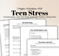 Teen Stress & Brain Dump Worksheets: Mental Health Workbook (PDF Printable