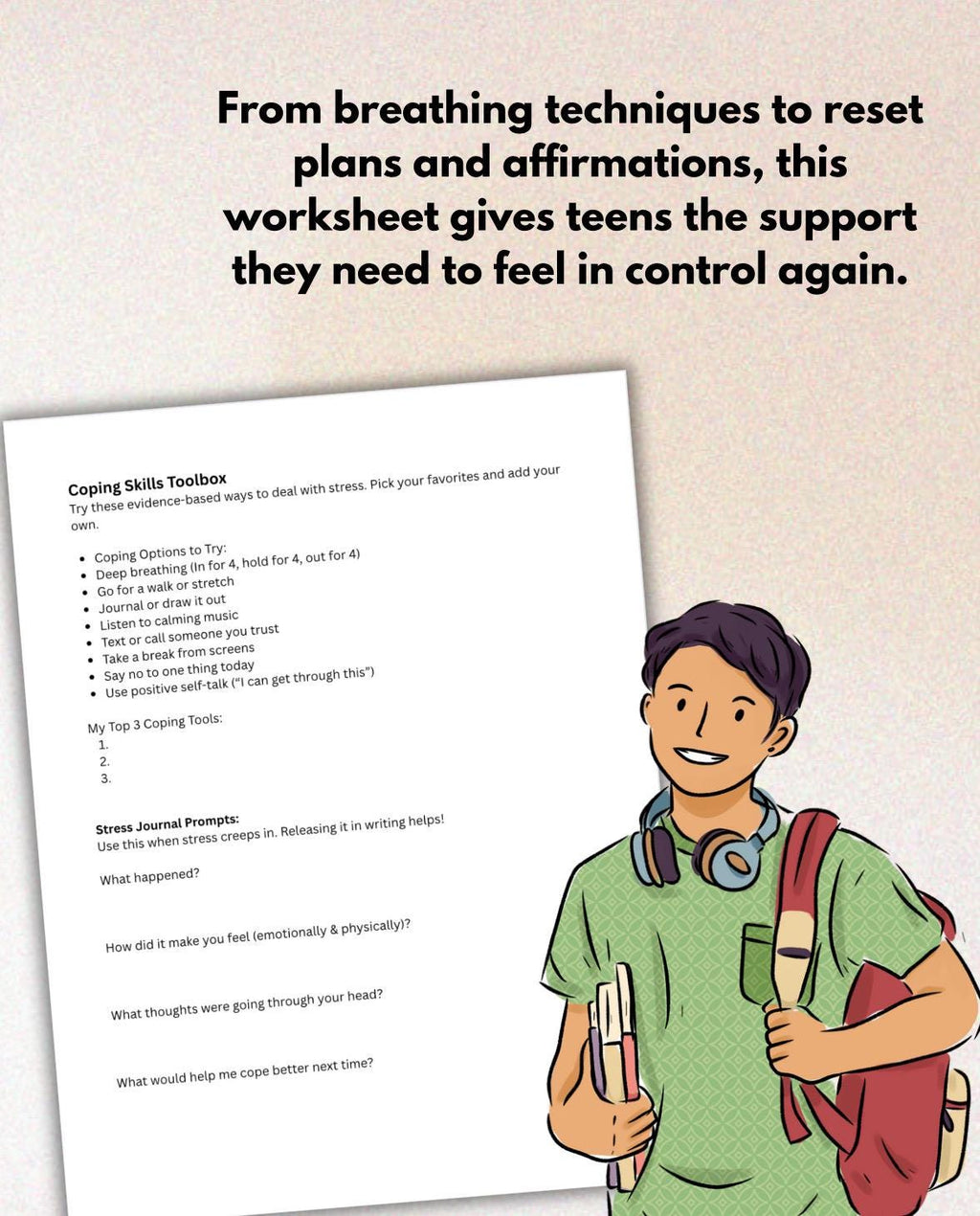 Teen Stress & Brain Dump Worksheets: Mental Health Workbook (PDF Printable