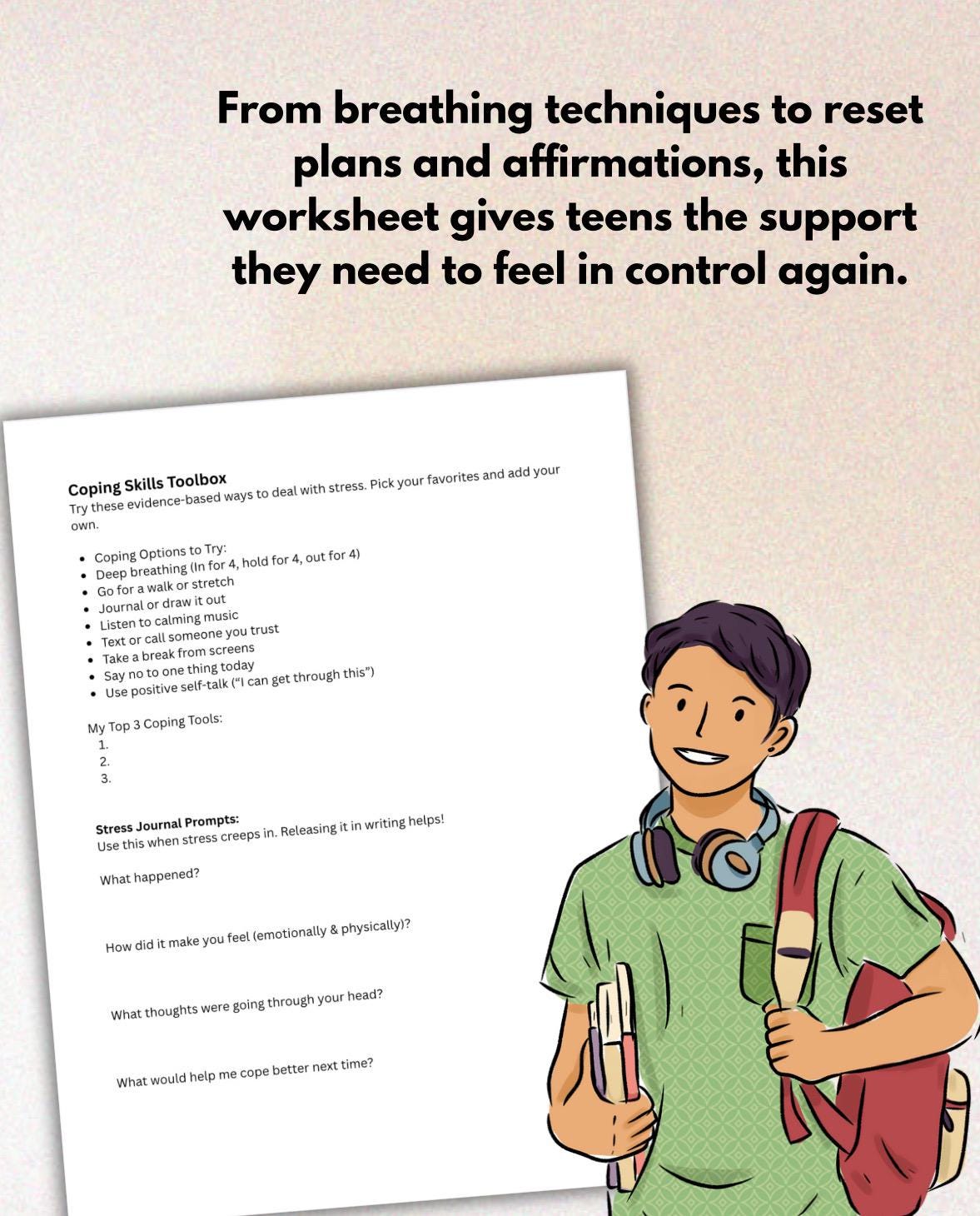 Teen Stress & Brain Dump Worksheets: Mental Health Workbook (PDF Printable