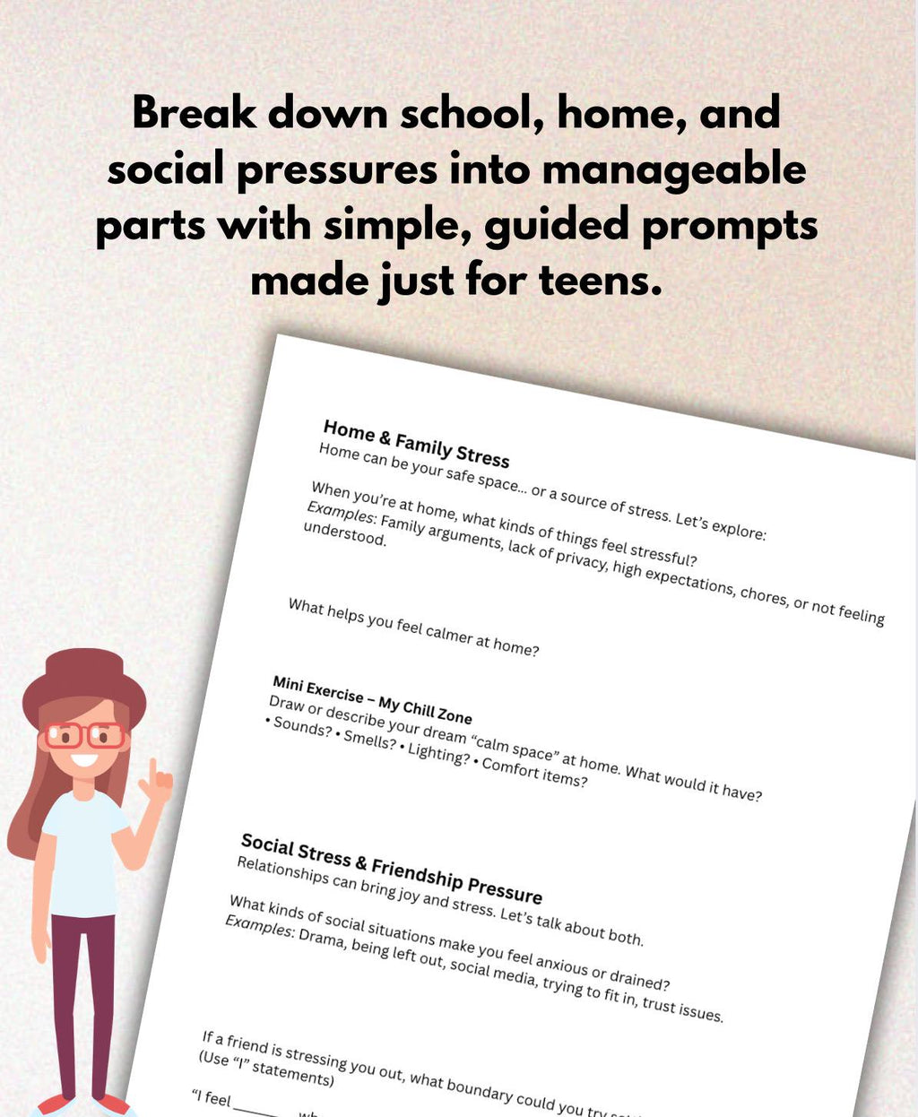 Teen Stress & Brain Dump Worksheets: Mental Health Workbook (PDF Printable