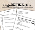 CBT Worksheet PDF Cognitive Detective Activity to Identify Negative Thoughts & Reframe Thinking Printable