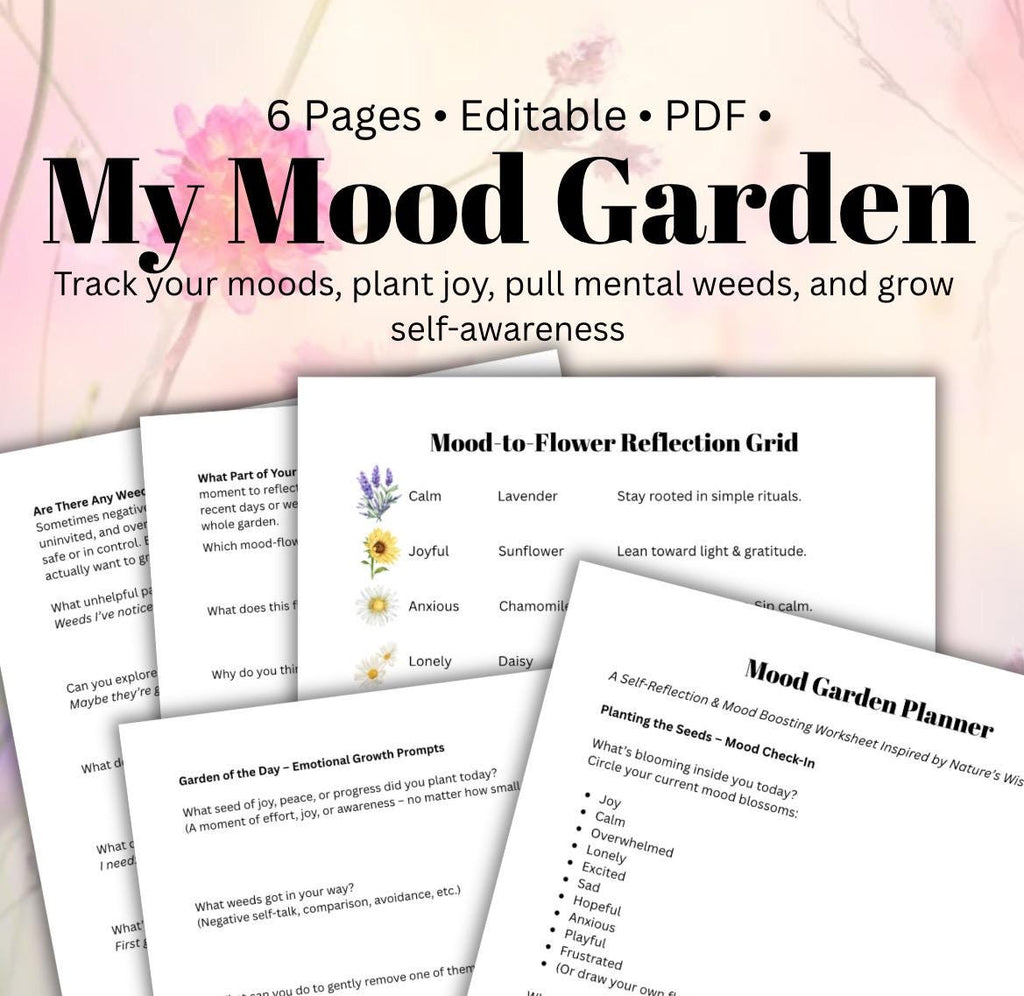 Mood Garden Emotional Self-Care Journal: Mental Health Tracker (PDF Printable)