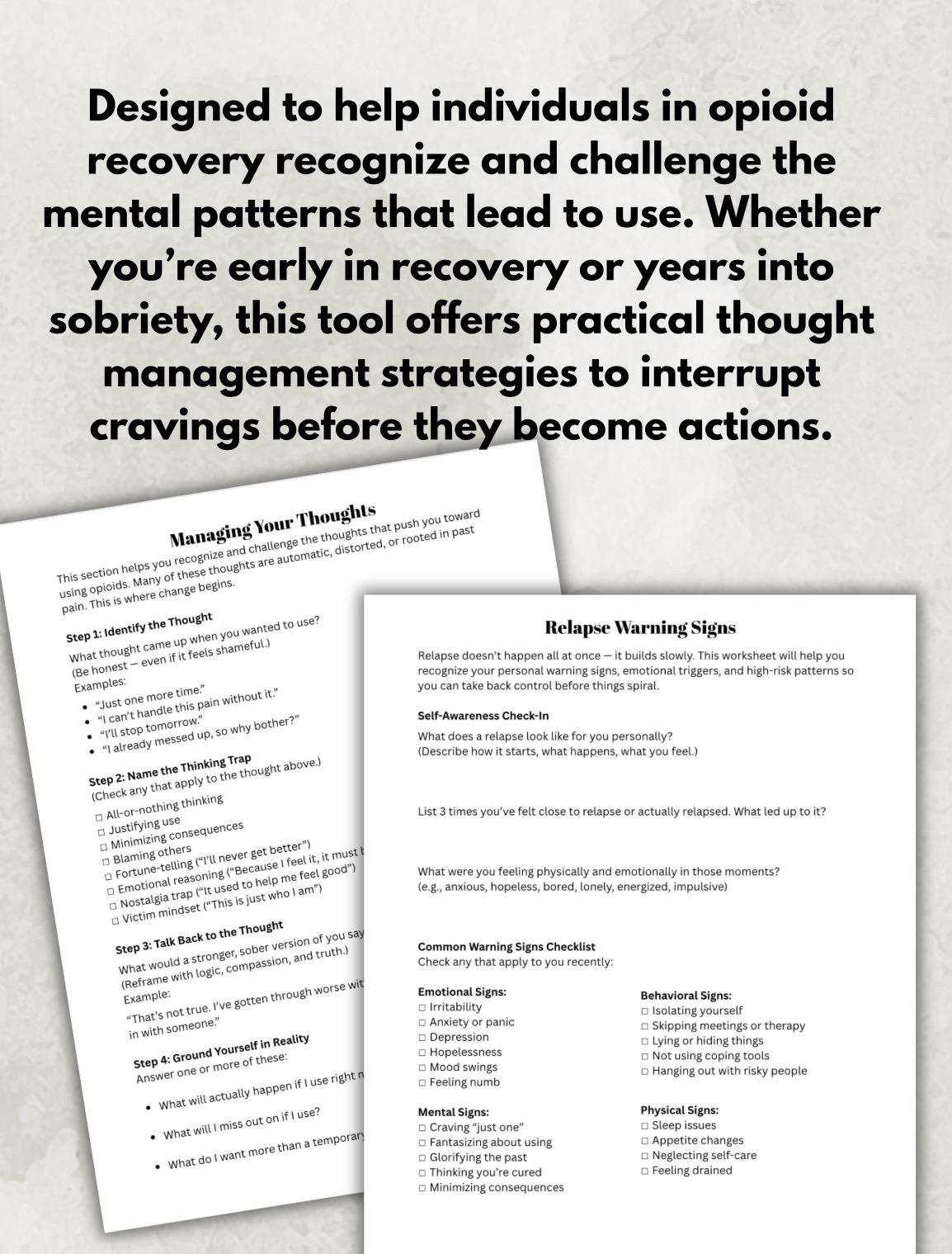 Opioid Awareness Addiction Recovery Workbook Substance Abuse Drug Addiction Sober Living Sobriety Worksheets