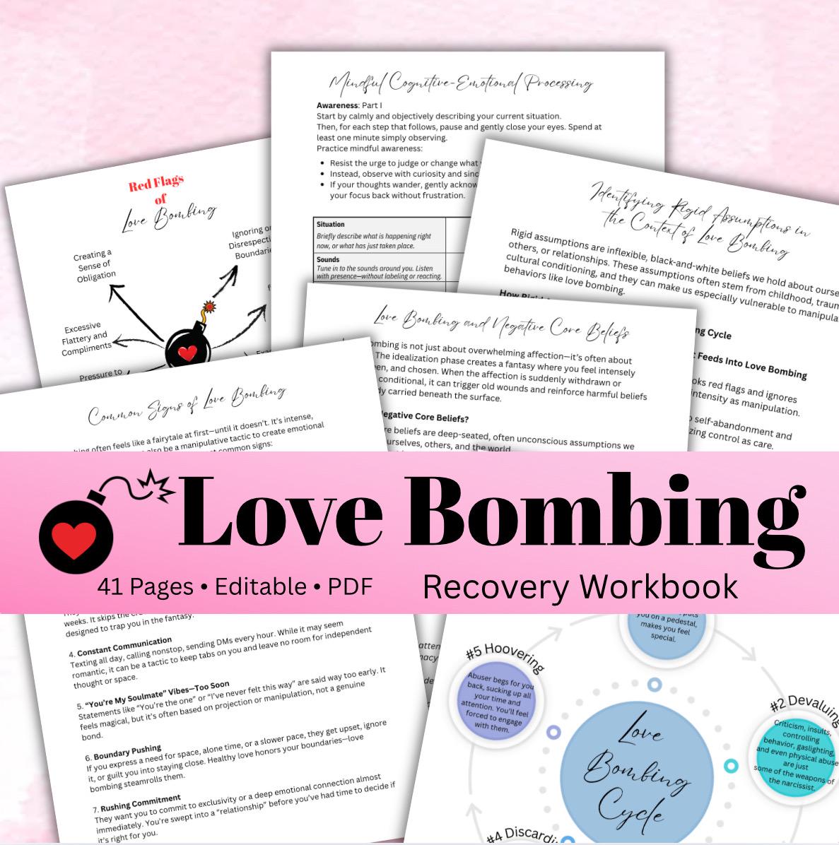 Love Bombing Recovery Worksheets, Toxic Relationship Abuse (PDF)