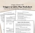 Mental Health Safety Plan Worksheet Trigger Tracker Coping Skills Therapist Resource