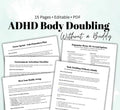 ADHD Focus Worksheet Printable Body Doubling Executive Dysfunction Behavior Habits Support Task Planner