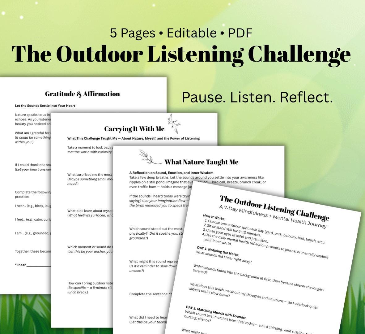 The Outdoor Listening Challenge Nature Based Mindfulness Self Reflection 7 Day Sound Healing Nature Therapy