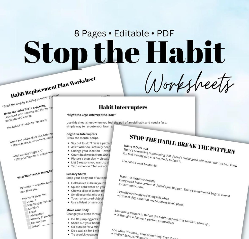 Stop the Habit Workbook | Break the Pattern Interrupters Habit Replacement Plan Behavior Change Recovery Support