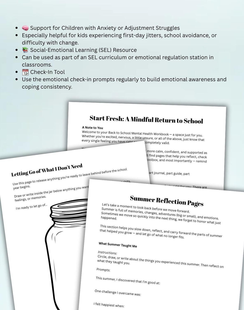 Back to School Mental Health Workbook: Coping Skills & Feelings Check-In (PDF Download)