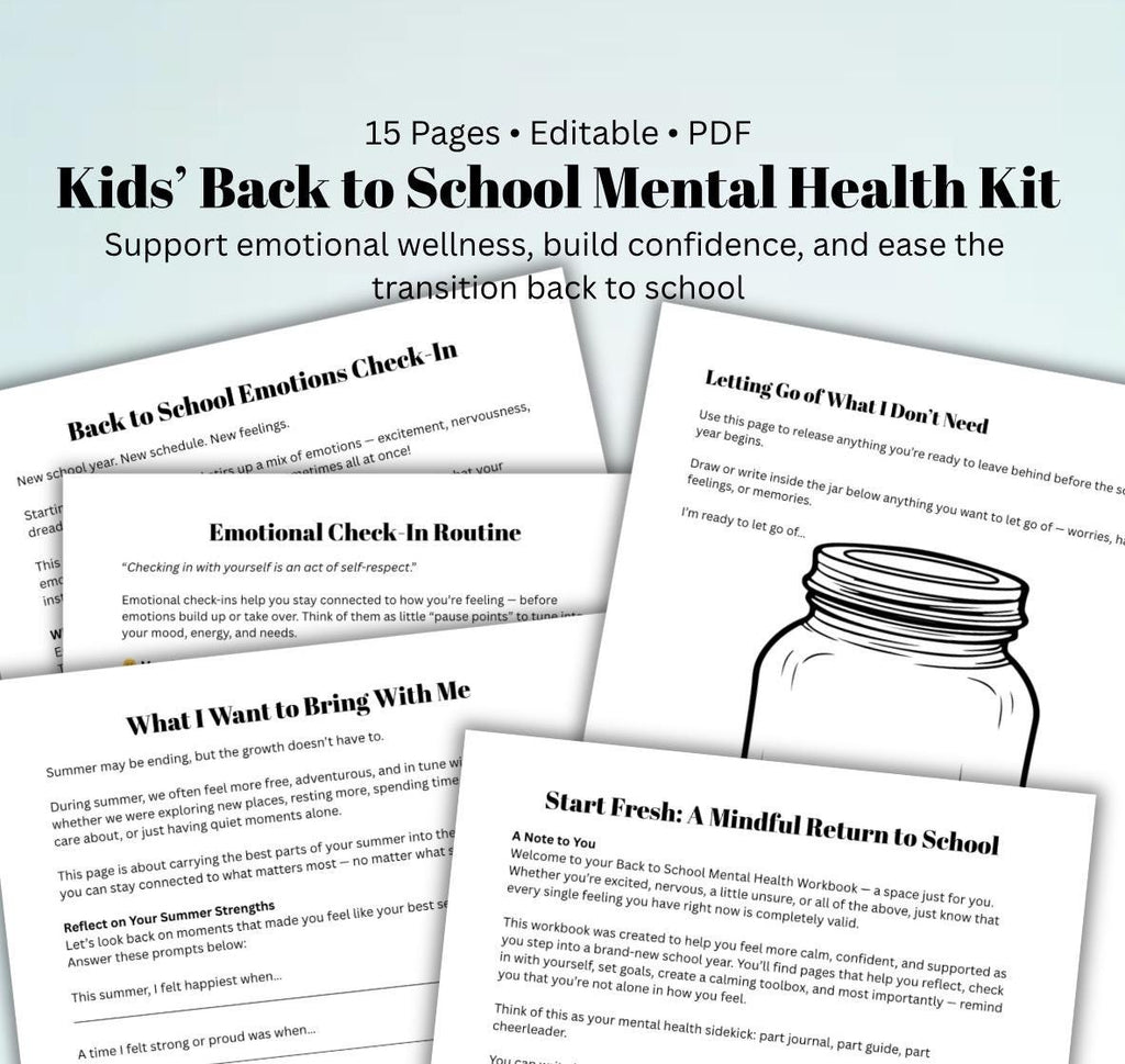 Back to School Mental Health Workbook: Coping Skills & Feelings Check-In (PDF Download)
