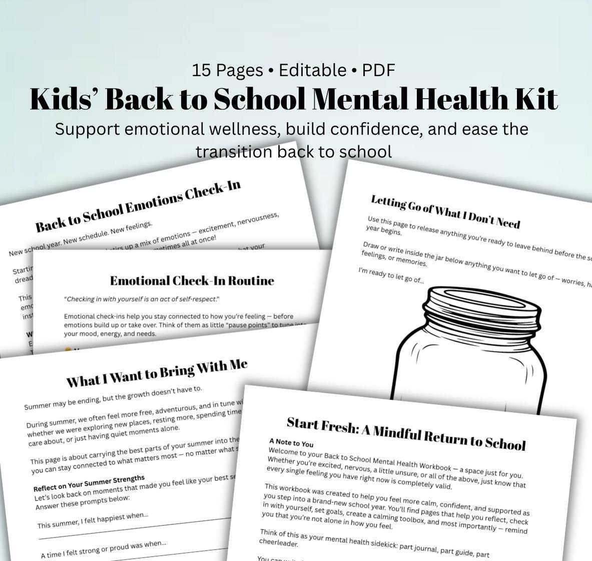 Back to School Mental Health Workbook: Coping Skills & Feelings Check-In (PDF Download)