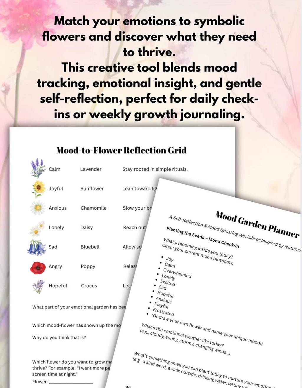 Mood Garden Emotional Self-Care Journal: Mental Health Tracker (PDF Printable)