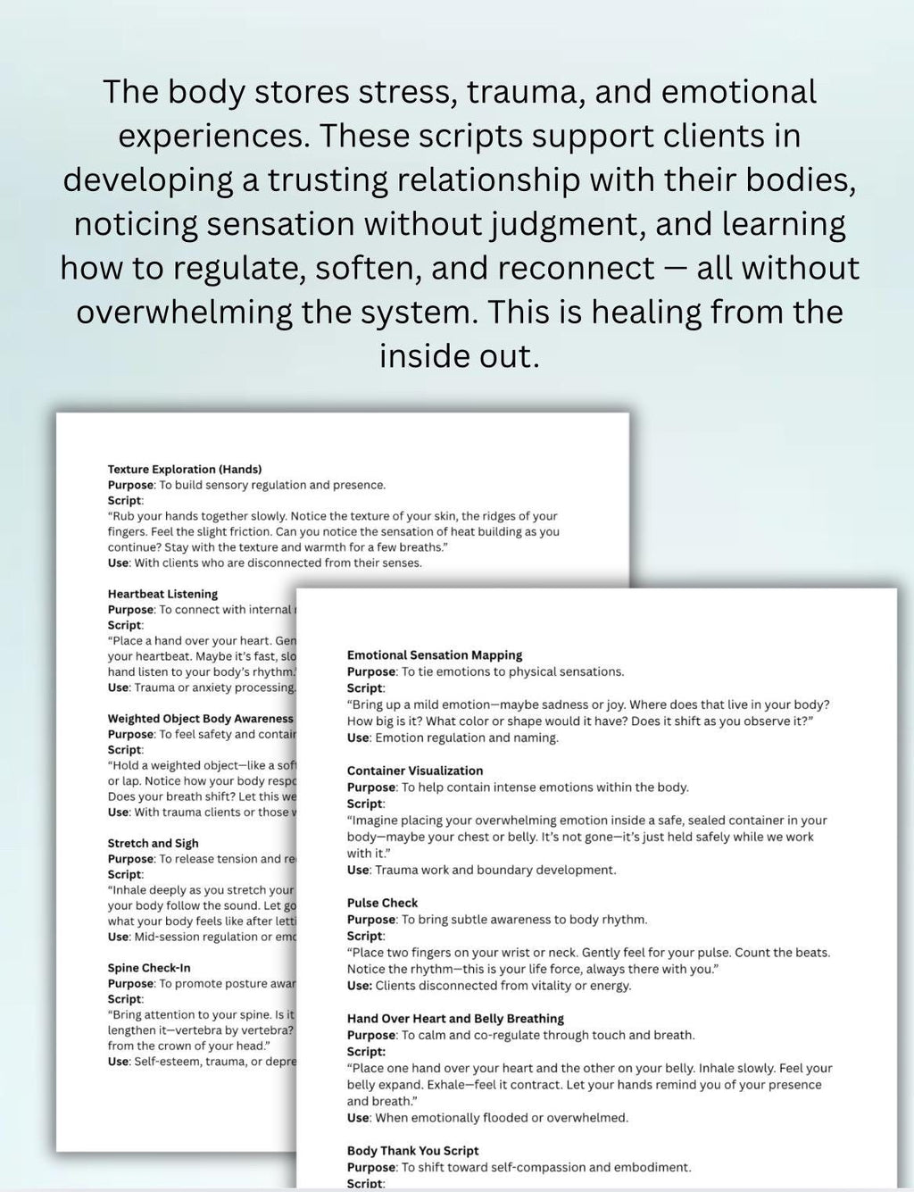 Somatic Body Awareness Scripts: Trauma Healing & Mindfulness Prompts (Digital Download)