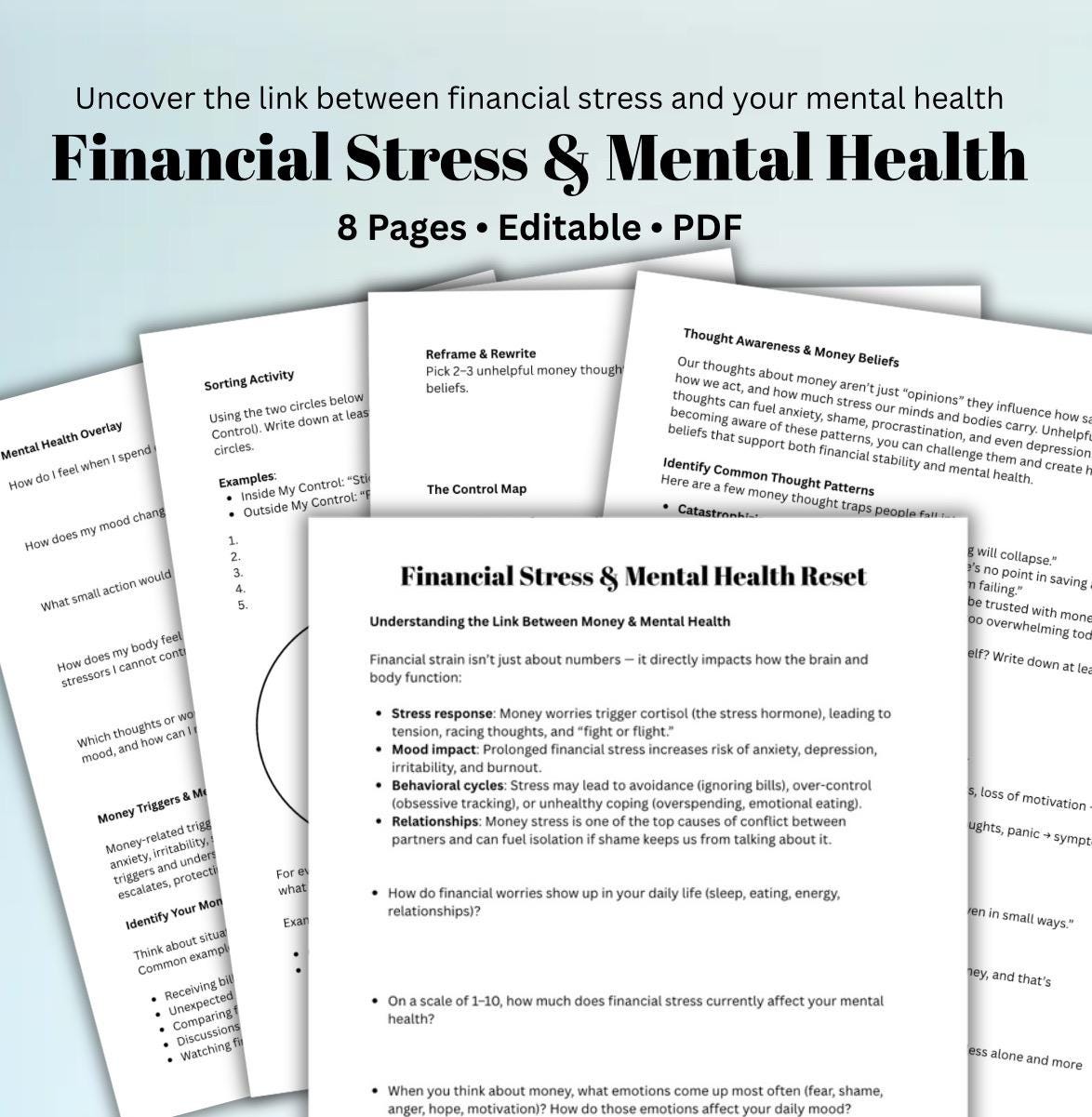Financial Stress and Mental Health Connection Worksheets Triggers and Patterns Micro Action Plan