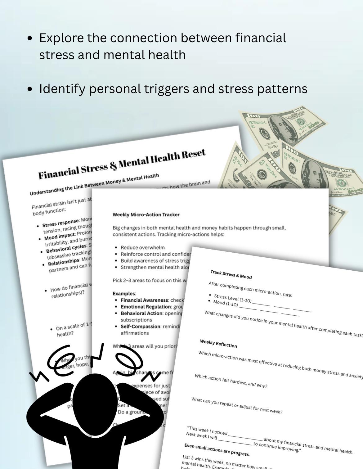 Financial Stress and Mental Health Connection Worksheets Triggers and Patterns Micro Action Plan