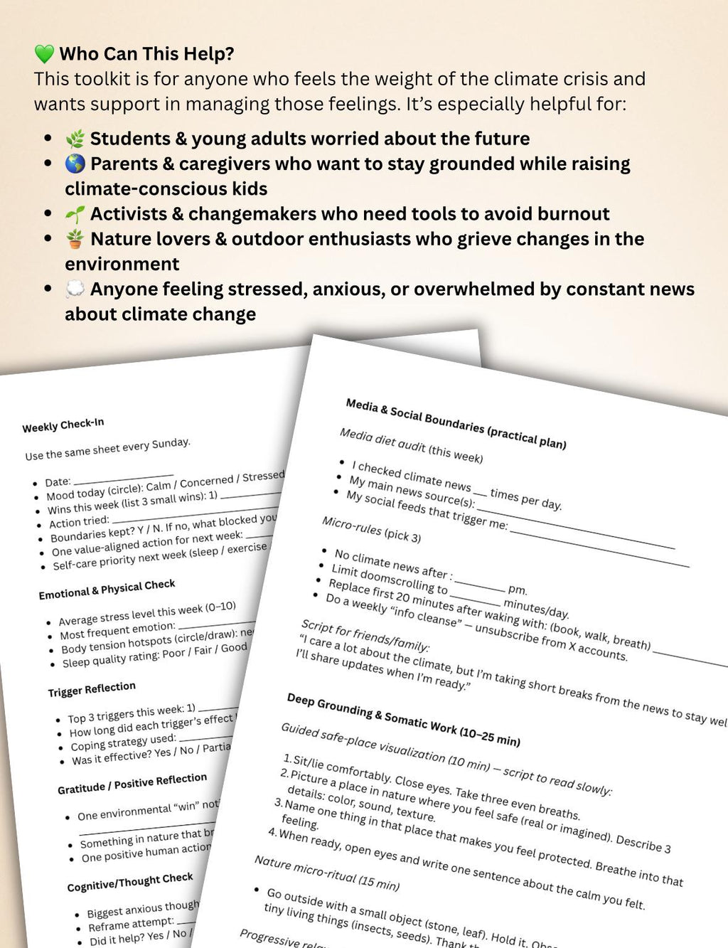 Eco-Anxiety Toolkit Mental Health & Climate Change Coping Workbook