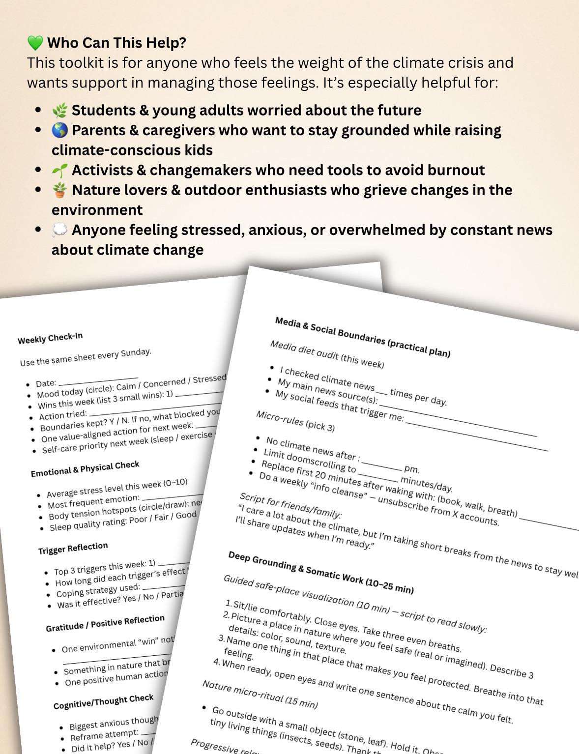 Eco-Anxiety Toolkit Mental Health & Climate Change Coping Workbook