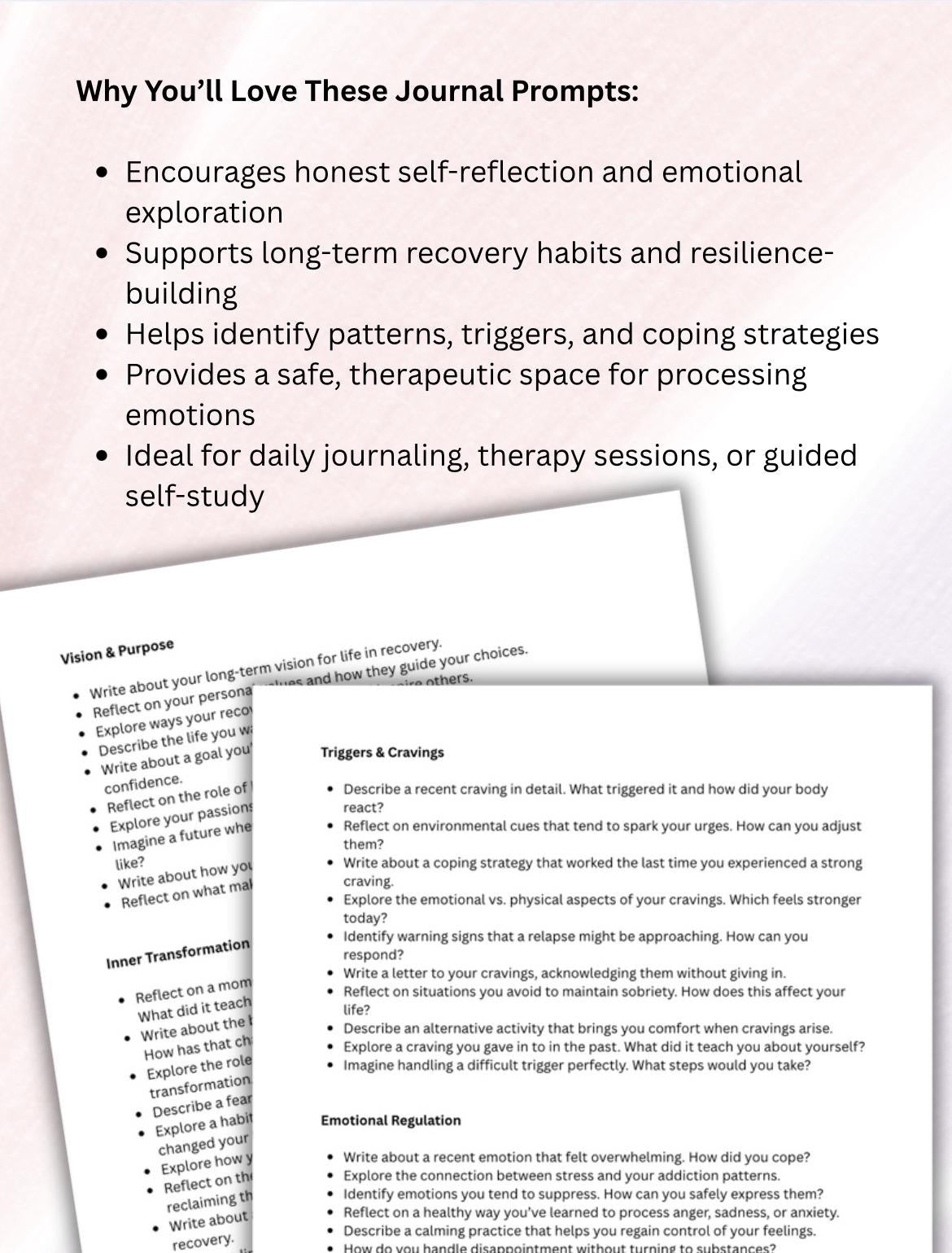 Guided Journal Prompts for Navigating Addiction Recovery Therapeutic Workbook for Healing Self-Awareness Growth