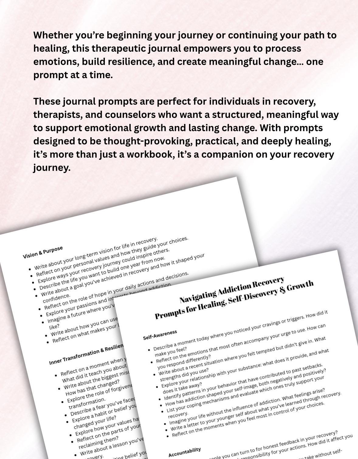 Guided Journal Prompts for Navigating Addiction Recovery Therapeutic Workbook for Healing Self-Awareness Growth